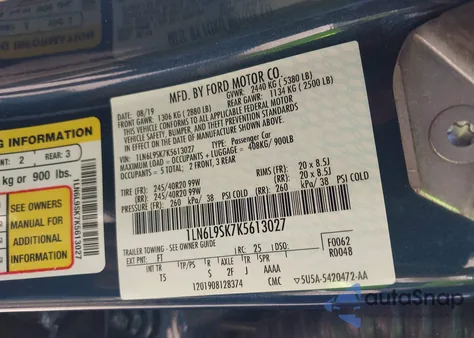 2019 Lincoln Continental Select z USA, uszkodzony, nr VIN 1LN6L9SK7K5613027